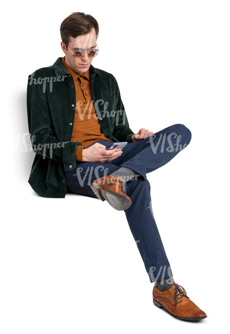 cut out man with sunglasses sitting