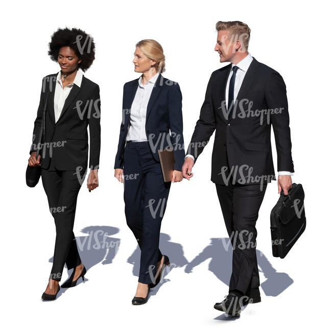 cut out group of three business people walking