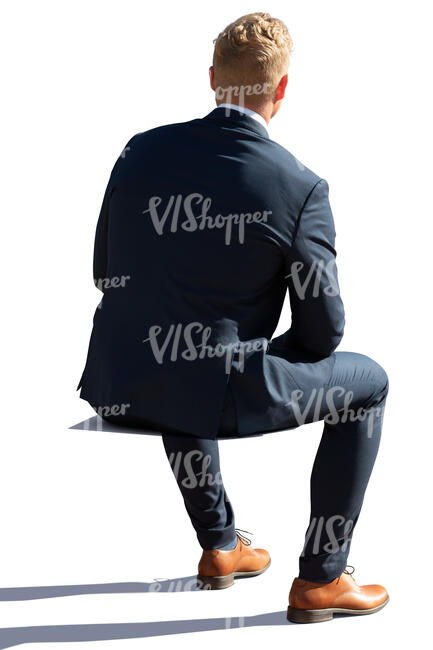 cut out backlit businessman sitting