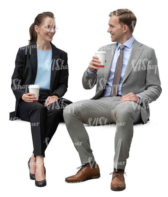 two business collegues sitting and drinking coffee