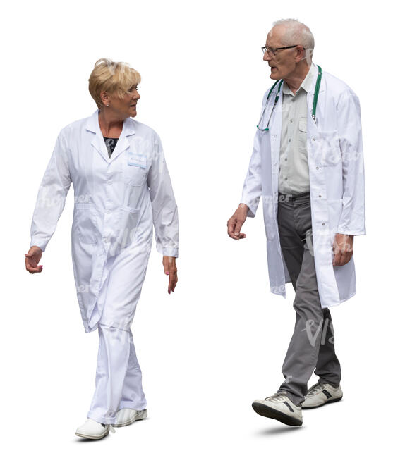 two cut out doctors walking and talking