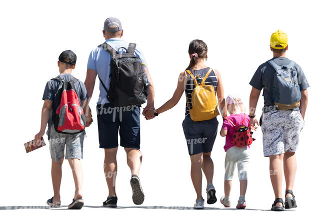 cut out family walking hand in hand