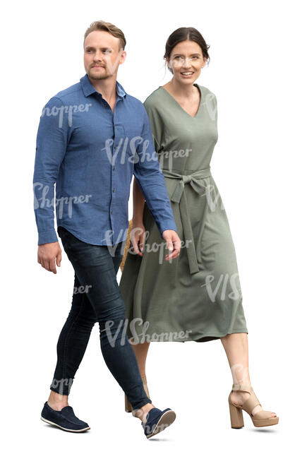 cut out man and woman walking side by side