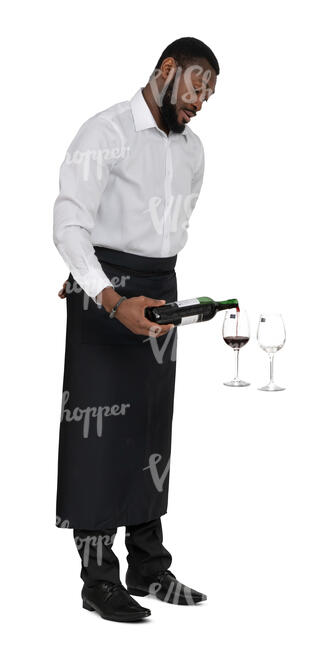 cut out waiter standing pouring wine