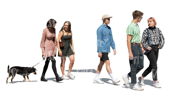 cut out group of young people walking