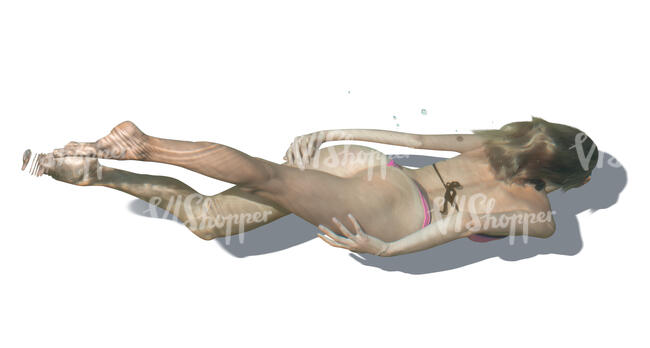 cut out woman swimming under water