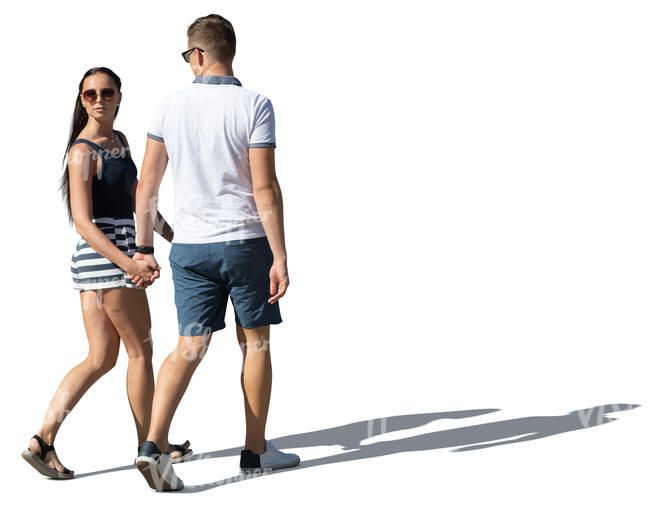 cut out man and woman walking and holding hands