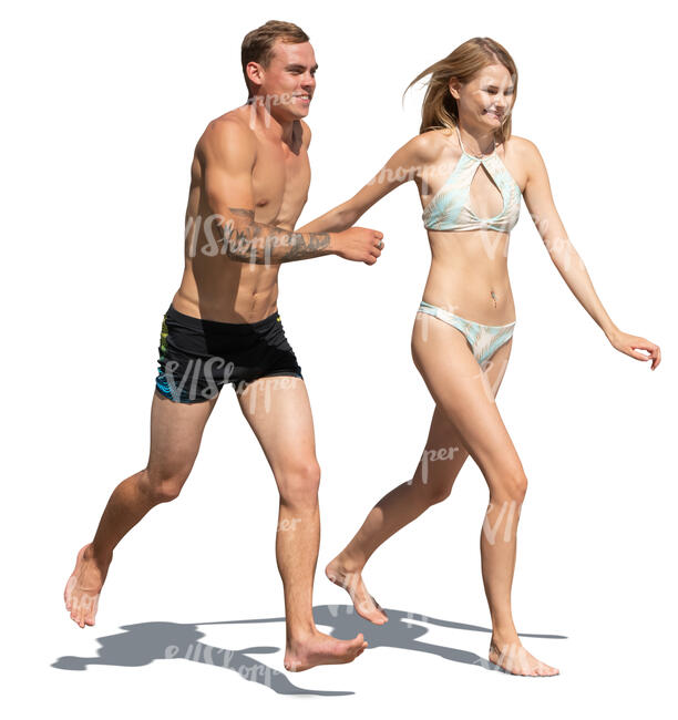 cut out couple walking on the beach hand in hand
