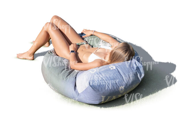 cut out woman lying in a bean bag chair