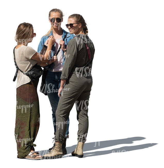 cut out group of three women standing and talking