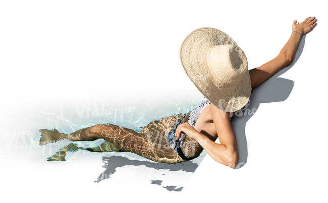 cut out woman relaxing in the pool