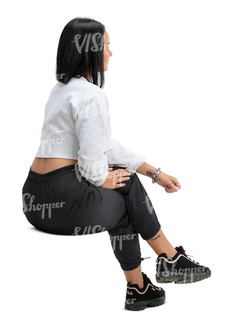 cut out woman sitting on a chair