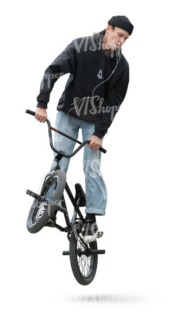cut out young man riding a bmx bike