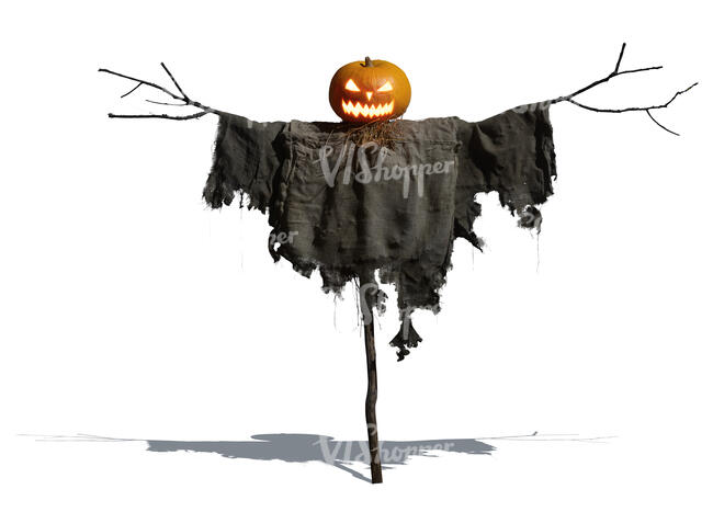cut out halloween scarecrow at night in moonlight