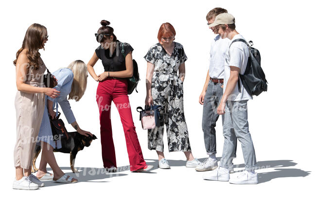 cut out group of young people standing and talking