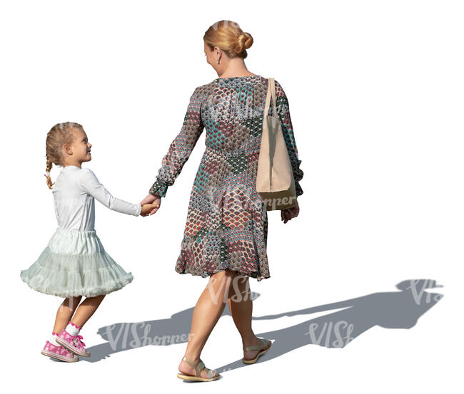 mother and daughter walking hand in hand