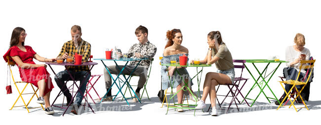 street cafe scene with six people