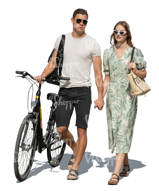 cut out couple walking hand in hand in summer