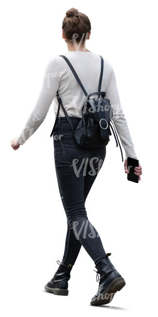 cut out woman walking in ambient light