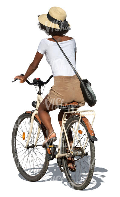 cut out woman riding a bike