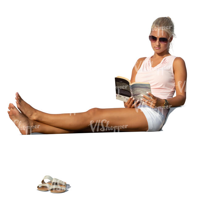 cut out woman lying on a chair and reading a book