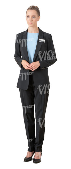 cut out female receptionist standing