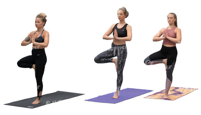 cut out group of women practicing yoga