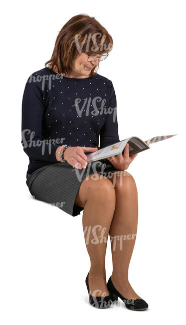 cut out woman sitting and reading a magazine