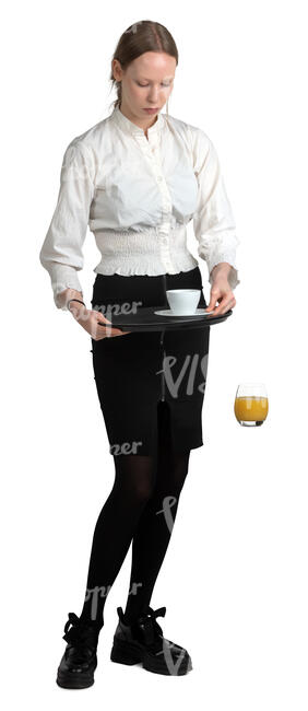 cut out waitress putting drinks on the table