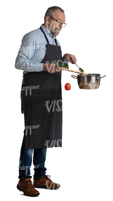 cut out older man cooking