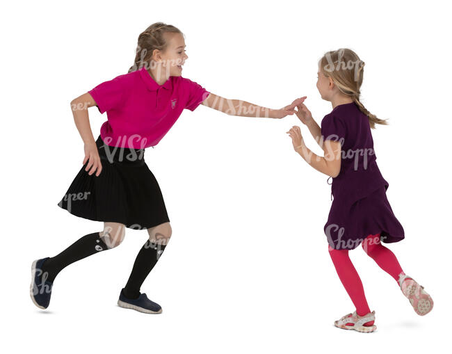two cut out girls playing catch