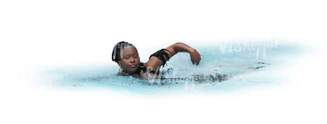 cut out woman swimming in the pool