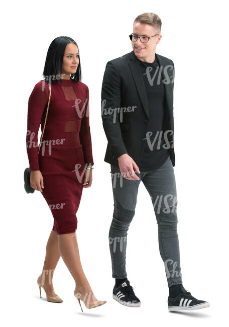 cut out man and woman walking side by side