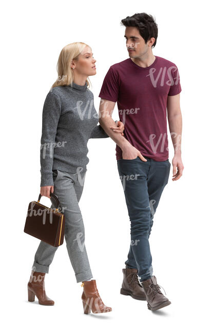 cut out man and woman walking arm in arm