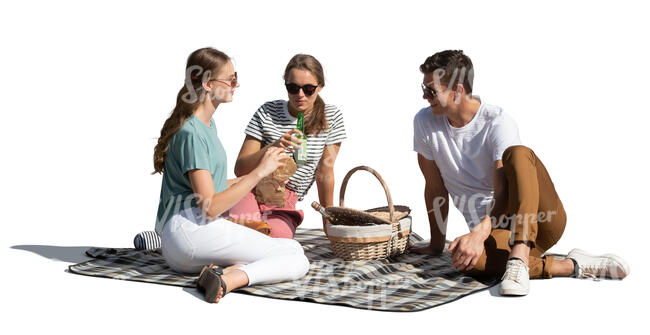 cut out group of three people having a picnic