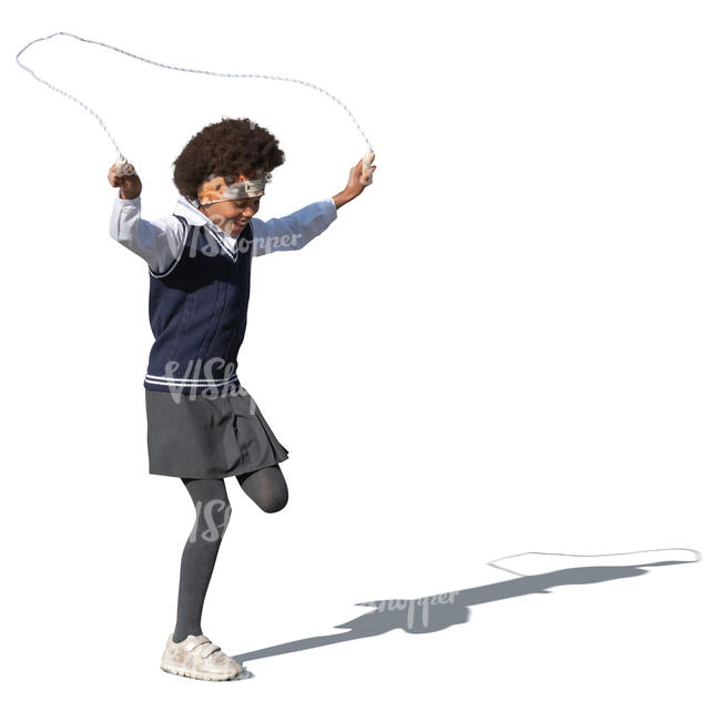 cut out schoolgirl jumping with a jump rope