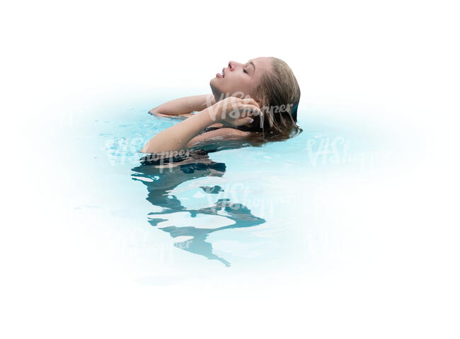 cut out woman hanging in the pool