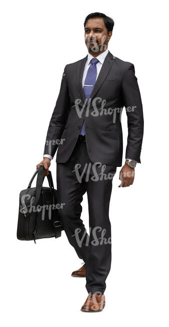 cut out businessman walking down the stairs