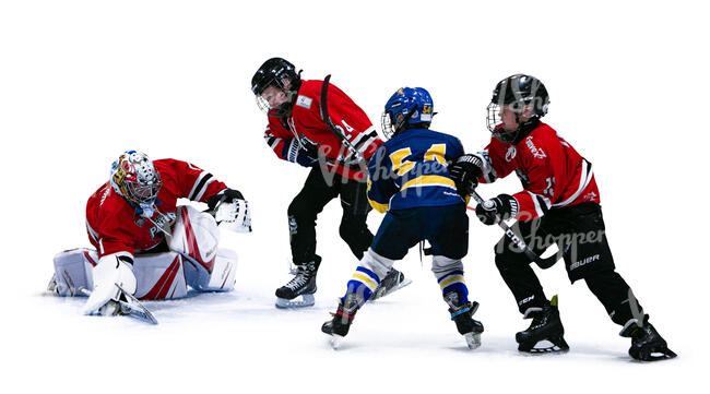 cut out boys playing hockey