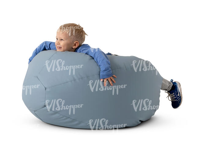 cut out little boy lying on a bean bag chair