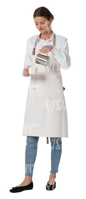 cut out female barista making coffee