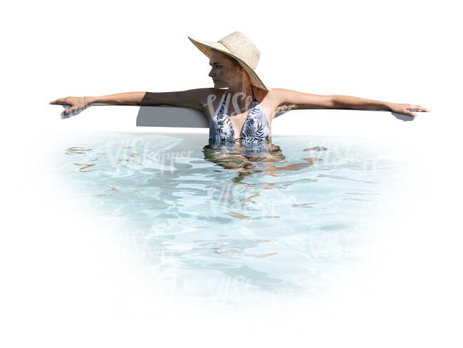 cut out woman relaxing in the pool