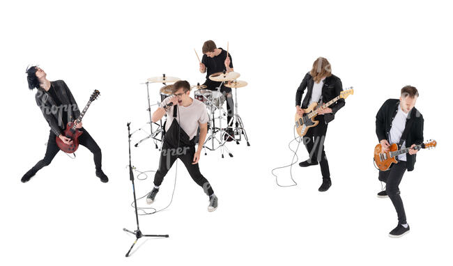cut out rock band performing seen from above