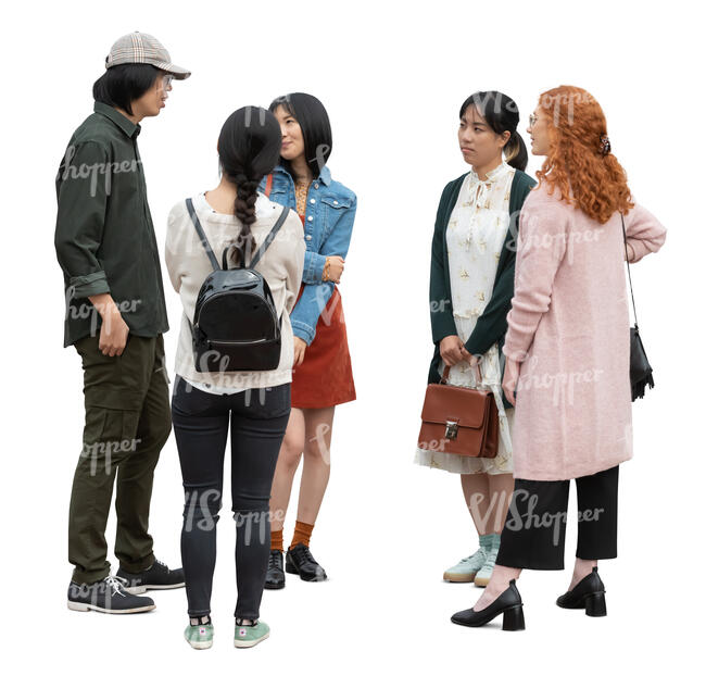 cut out group of young people standing and talking
