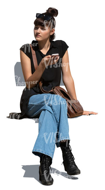 cut out teenage girl sitting