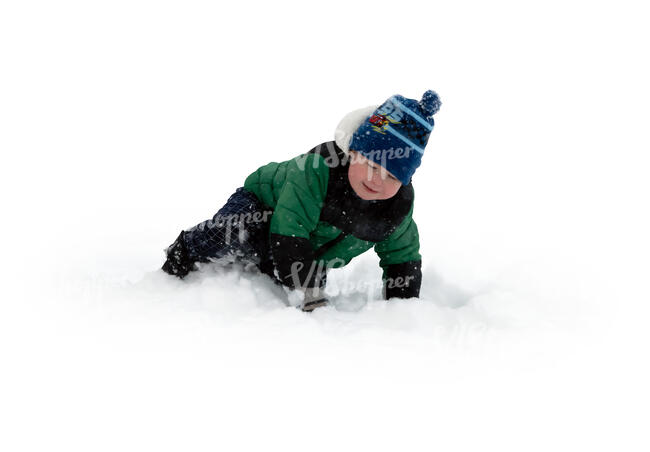 cut out little boy playing in the snow