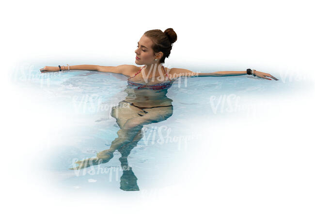 cut out woman relaxing in the pool