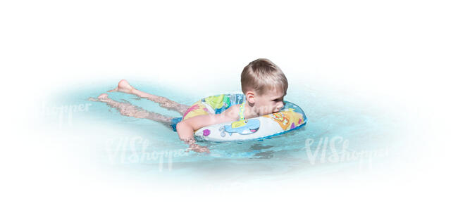 cut out little boy swimming with swim ring