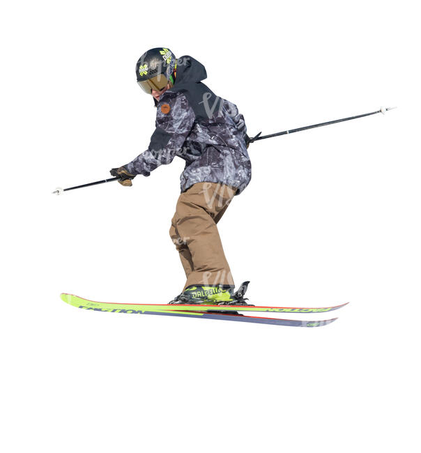 cut out boy skiing and doing jump tricks