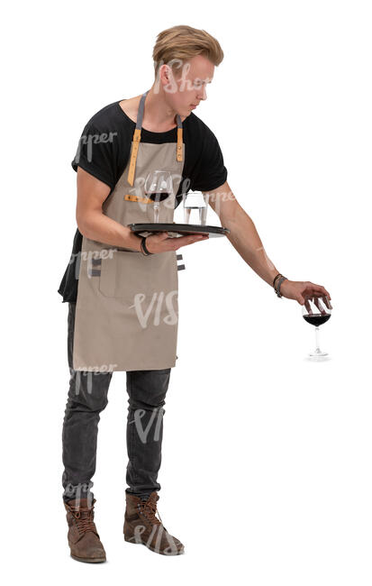 cut out waiter serving wine